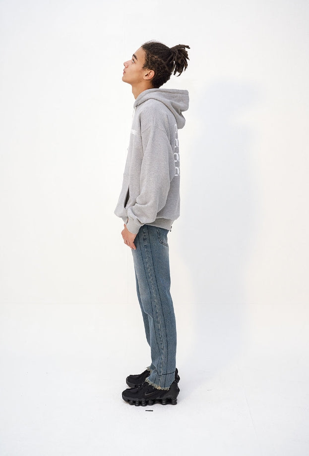オーワイ(OY) ZIPPER CUTTING HOODIE - GREY