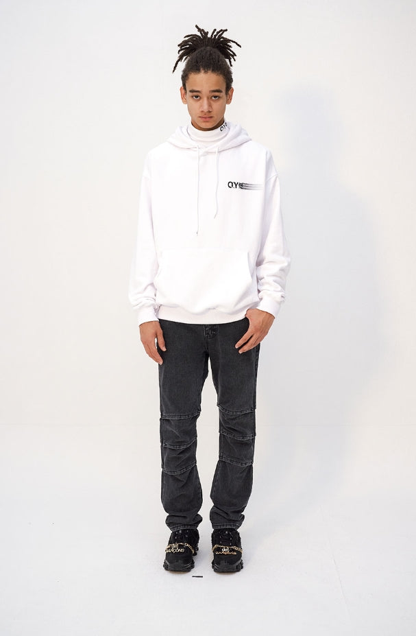 オーワイ(OY) ZIPPER CUTTING HOODIE - WHITE