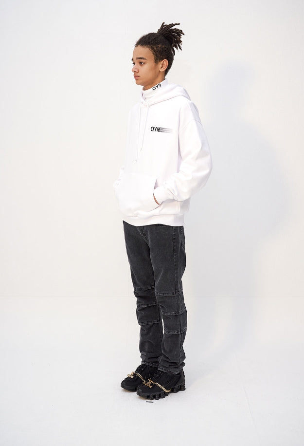 オーワイ(OY) ZIPPER CUTTING HOODIE - WHITE