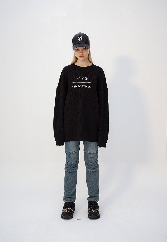 オーワイ(OY) BASIC LOGO KNIT - BLACK