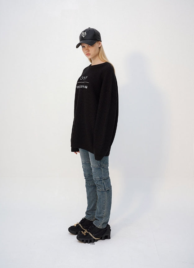 オーワイ(OY) BASIC LOGO KNIT - BLACK