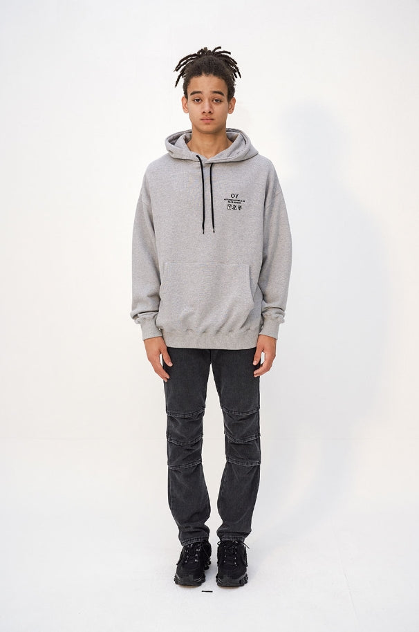 オーワイ(OY) TRIPLE LOGO HOODIE - GREY
