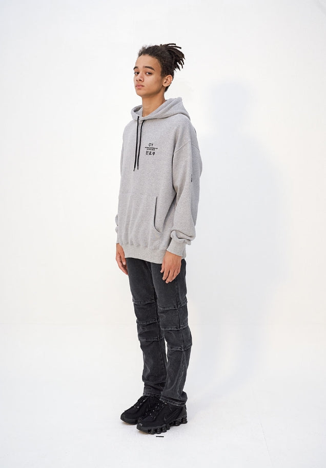 オーワイ(OY) TRIPLE LOGO HOODIE - GREY
