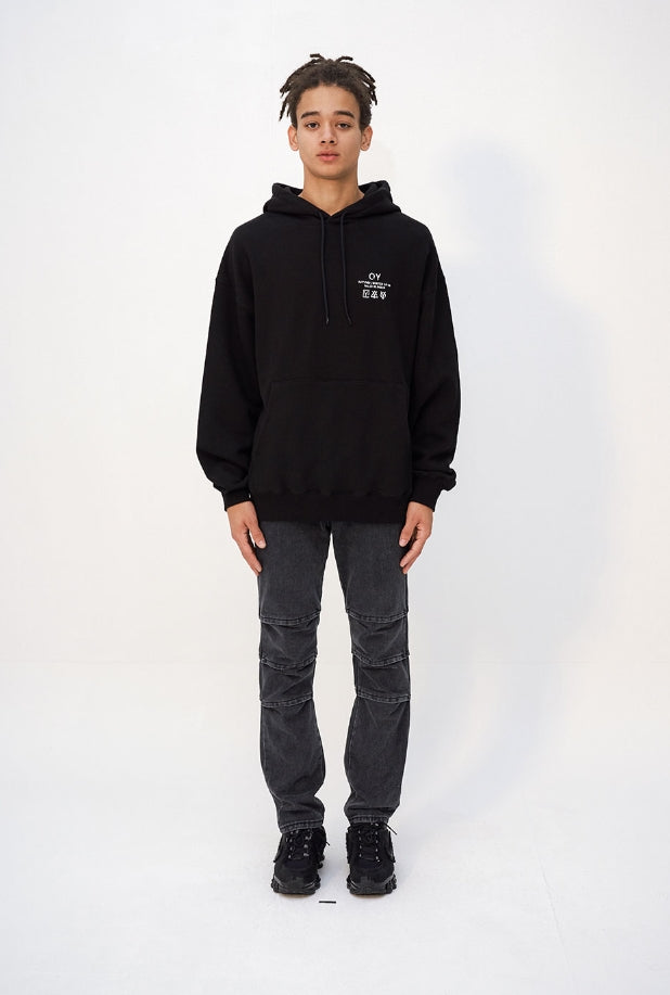 オーワイ(OY) TRIPLE LOGO HOODIE - BLACK