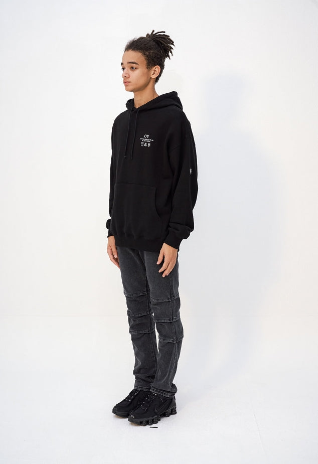 オーワイ(OY) TRIPLE LOGO HOODIE - BLACK