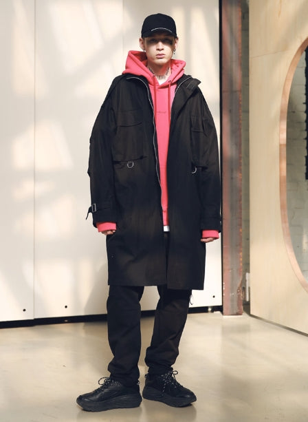 メスノウン(MASSNOUN) SL LOGO M-51 FISHTAIL LONG COAT MSNCT002-BK