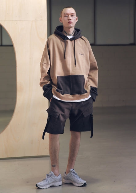 メスノウン(MASSNOUN) SL LOGO DIVIDE OVERSIZED HOODIE MSNHD001-BG