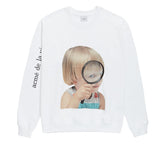 アクメドラビ(acme' de la vie) ADLV BABY FACE SWEATSHIRT WHITE MAGNIFIER