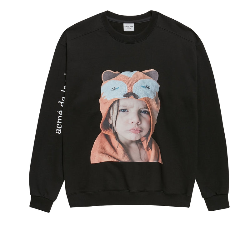 アクメドラビ(acme' de la vie) ADLV BABY FACE SWEATSHIRT BLACK RACCOON