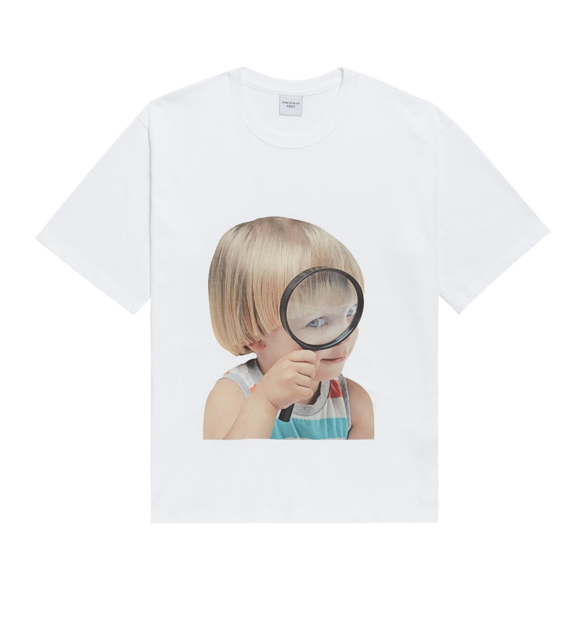 アクメドラビ(acme' de la vie) ADLV BABY FACE SHORT SLEEVE T-SHIRT WHITE MAGNIFIER