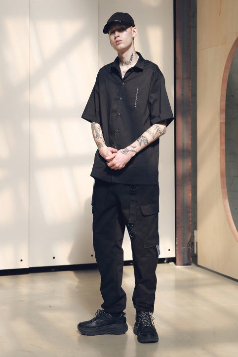 メスノウン(MASSNOUN) SB SOLID SHORT SHIRTS MSNST002-BK