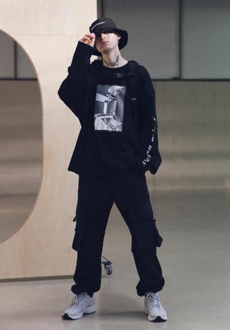 メスノウン(MASSNOUN) SL LOGO TWO POCKET BACKPACK MSNAB001-BK