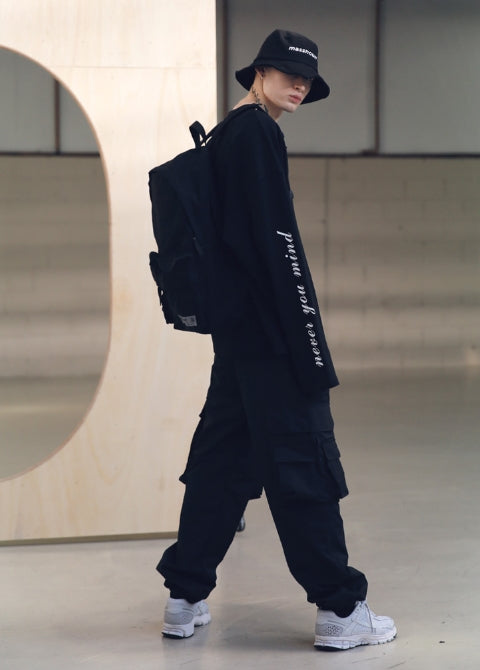 メスノウン(MASSNOUN) SL LOGO TWO POCKET BACKPACK MSNAB001-BK