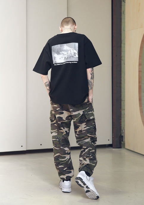 メスノウン(MASSNOUN) SL LOGO SCOTCH BURNING T-SHIRTS MSNTS001 (BLACK)