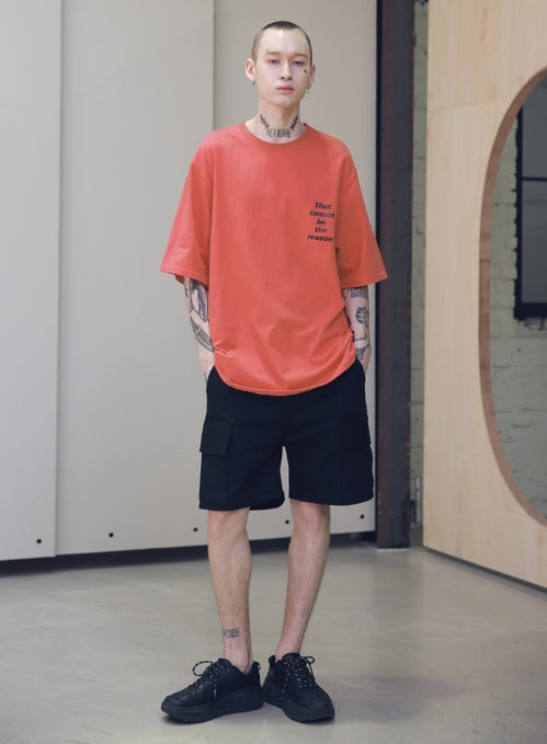 メスノウン(MASSNOUN) SCRATCH OVERSIZED T-SHIRTS MSNTS002 (CORAL)