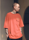 メスノウン(MASSNOUN)SL LOGO POCKET OVERSIZED T-SHIRTS MSNTS003 (CORAL)