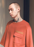 メスノウン(MASSNOUN)SL LOGO POCKET OVERSIZED T-SHIRTS MSNTS003 (CORAL)