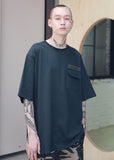 メスノウン(MASSNOUN)SL LOGO POCKET OVERSIZED T-SHIRTS MSNTS003 (GRAY)