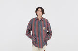 ロマンティッククラウン(ROMANTIC CROWN) 90S STRIPED SHIRT_BURGUNDY