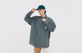 ロマンティッククラウン(ROMANTIC CROWN) 90S STRIPED SHIRT_GREEN