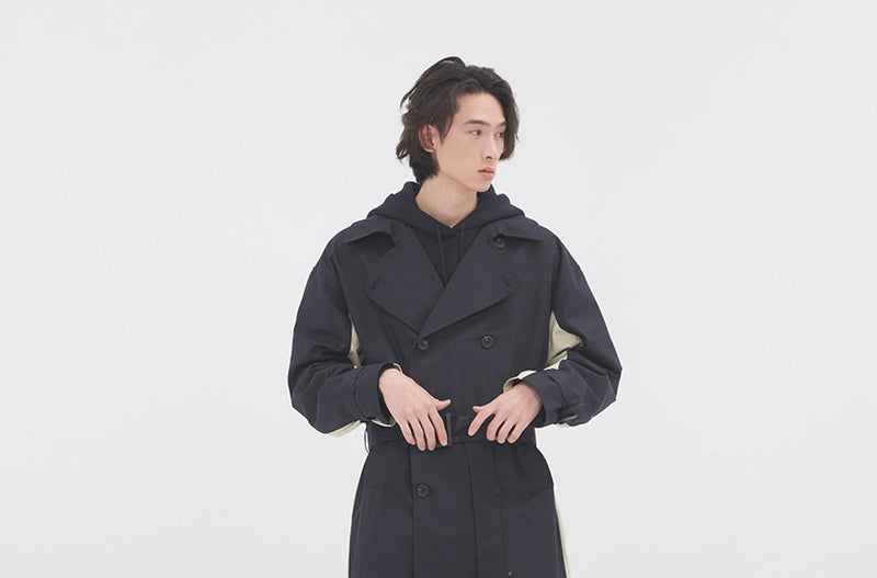 ロマンティッククラウン(ROMANTIC CROWN) WIDE LAPEL TRENCH COAT_NAVY