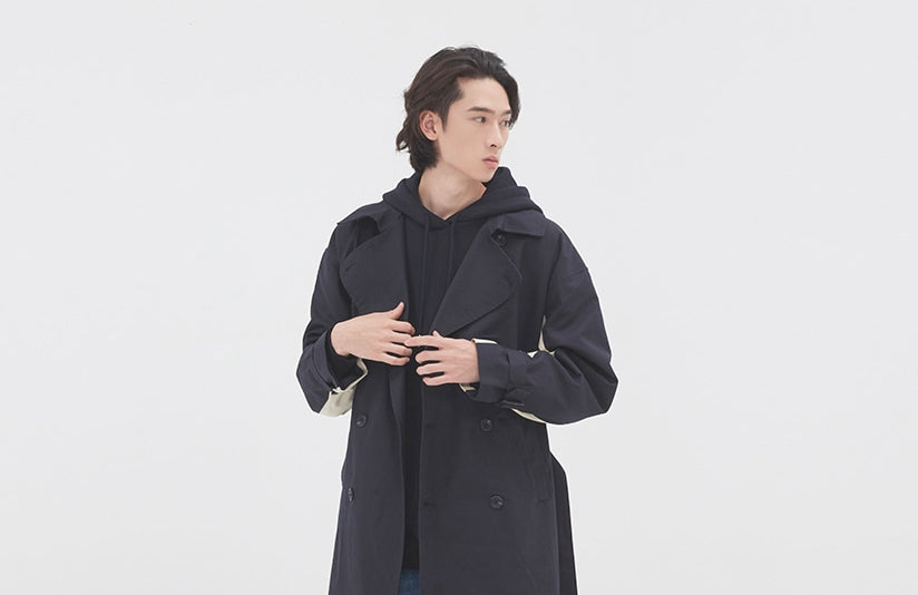 ロマンティッククラウン(ROMANTIC CROWN) WIDE LAPEL TRENCH COAT_NAVY