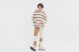 ロマンティッククラウン(ROMANTIC CROWN)  21C BOYS STRIPE HOOD_OATMEAL