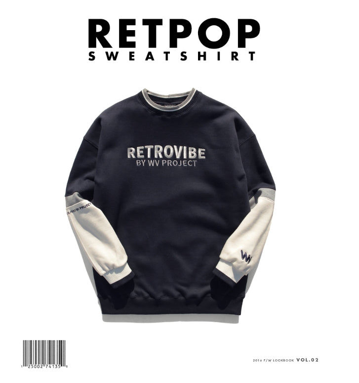 ダブルユーブイプロジェクト(WV PROJECT)  RETPOP SWEATSHIRT Navy　MJMT7050