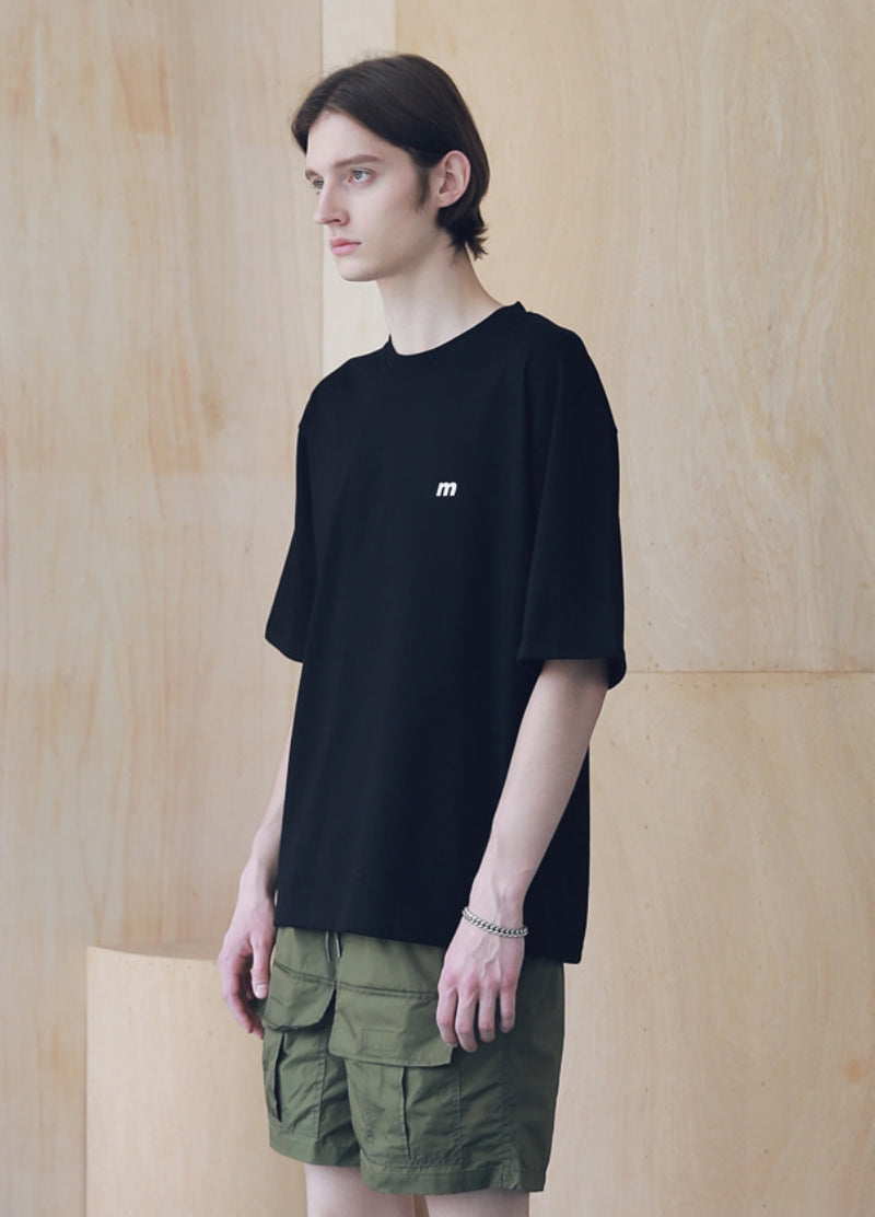 マスノウン(MASSNOUN) SL LOGO SEVERAL LINE OVERSIZED T-SHIRTS MSNTS006-BK