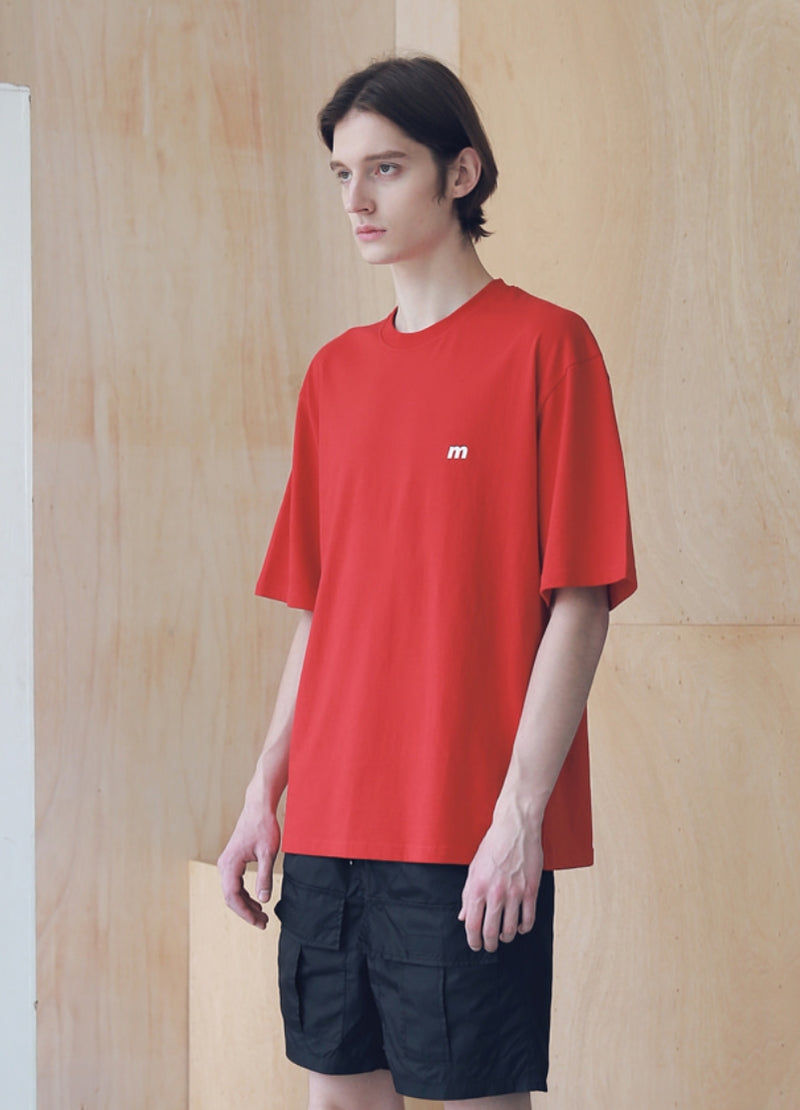 マスノウン(MASSNOUN) SL LOGO SEVERAL LINE OVERSIZED T-SHIRTS MSNTS006-RD