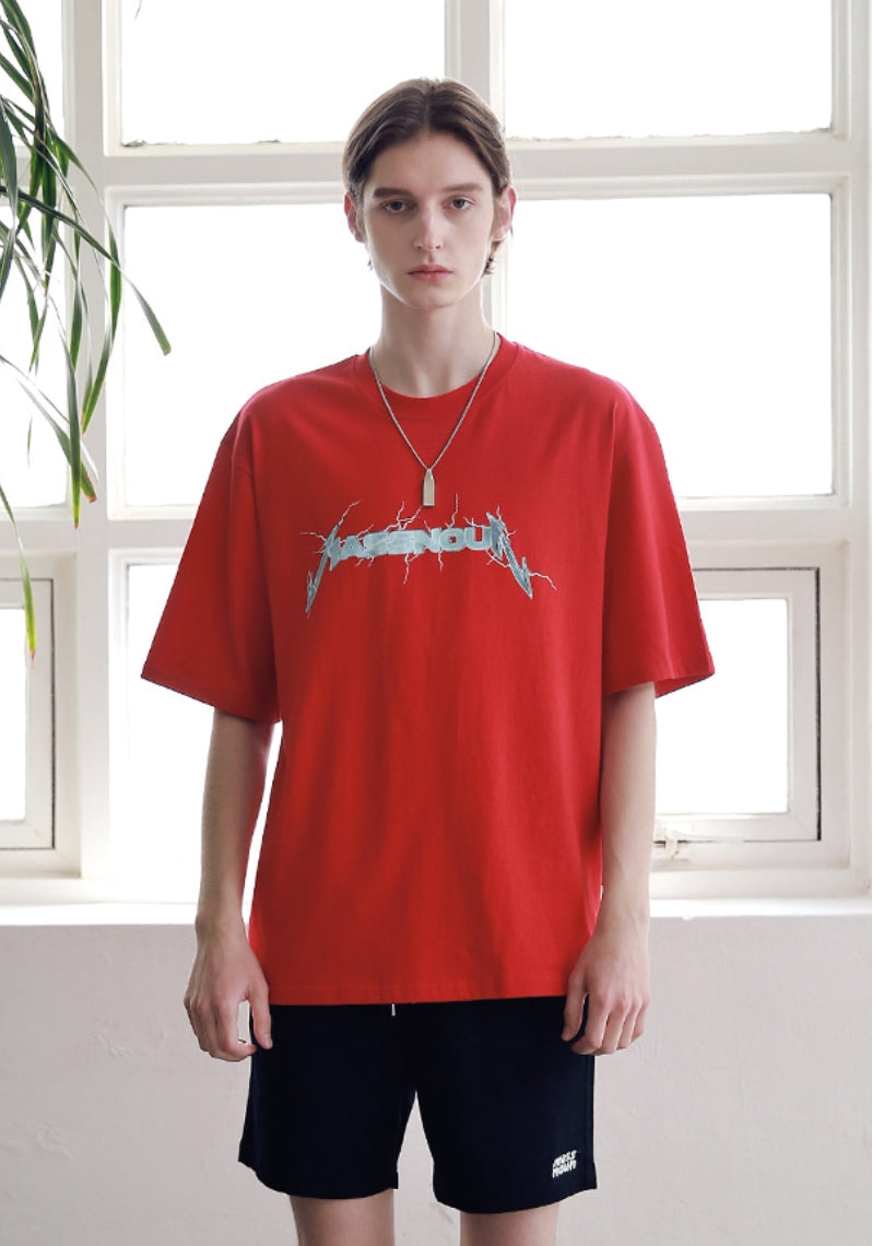 マスノウン(MASSNOUN) ADAPT LOGO OVERSIZED T-SHIRTS MSNTS007-RD