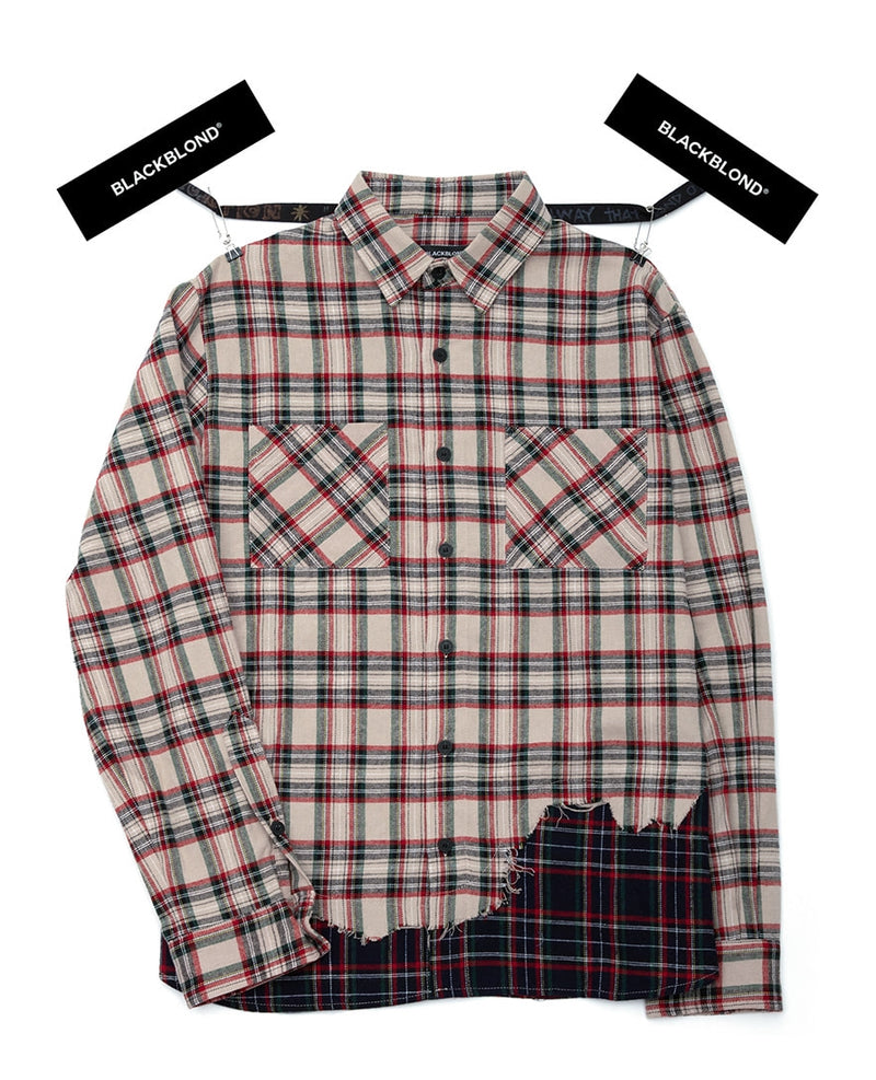 ブラックブロンド(BLACKBLOND) BBD Layered Check Shirt (Beige)
