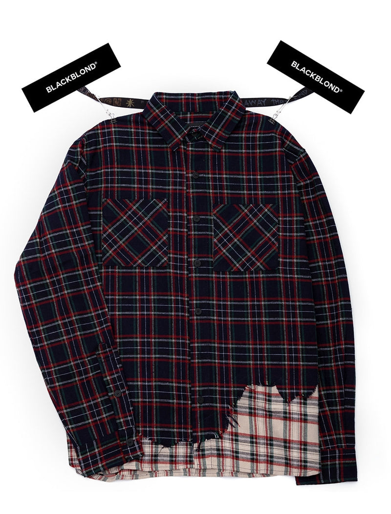 ブラックブロンド(BLACKBLOND) BBD Layered Check Shirt (Navy)