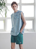 マスノウン(MASSNOUN) SL LOGO TIE-DYE OVERSIZED SLEEVELESS MSNSV002-BL