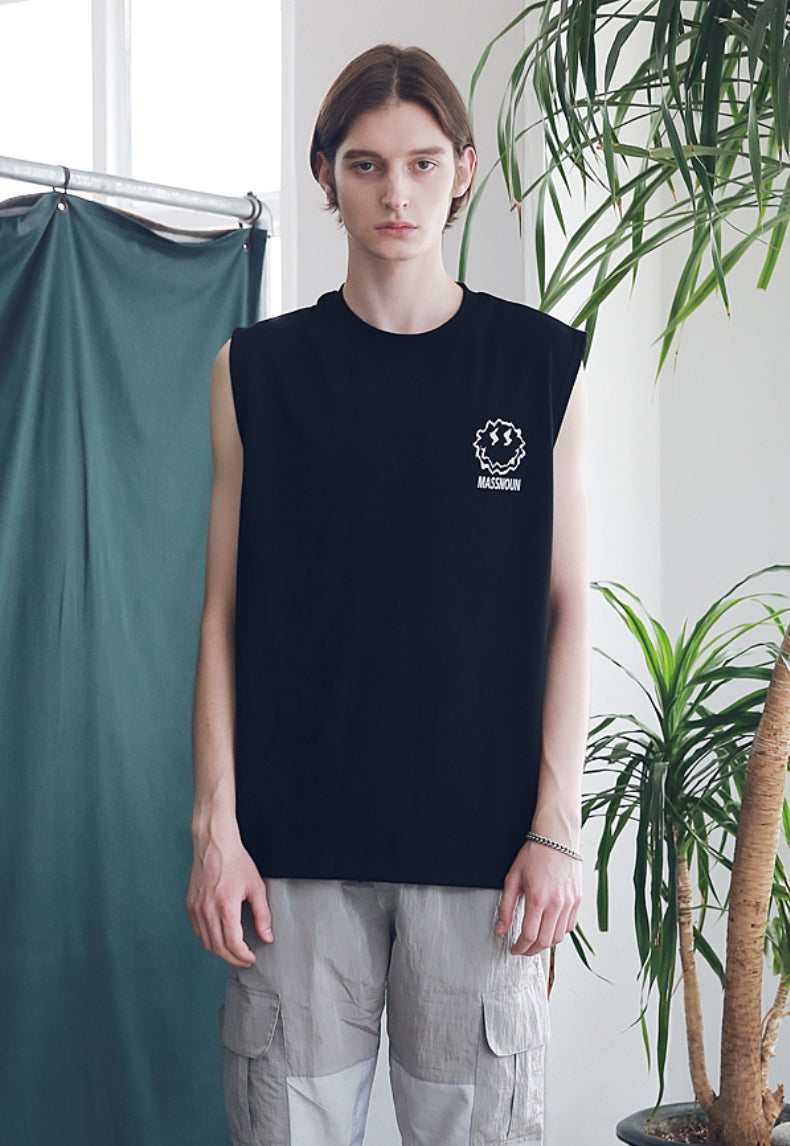 マスノウン(MASSNOUN) SMILE OVERSIZED SLEEVELESS MSNSV001-BK