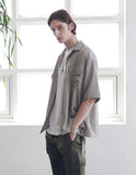 マスノウン(MASSNOUN) SL LOGO ZIGZAG TWO POCKET SHORT SHIRTS MSNST004-BG