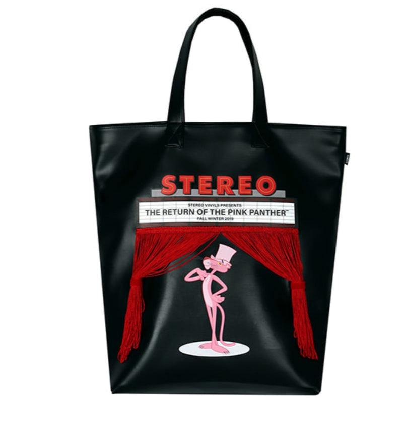 ステレオバイナルズ(Stereo Vinyls)[FW19 Pink Panther] Faux Leather Bag(Black)