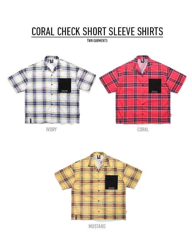 ティーダブリューエヌ(TWN) CORAL CHECK SHORT SLEEVE SHIRTS (3color) YMSS3196