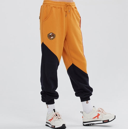 ロマンティッククラウン(ROMANTIC CROWN) COLOR BLOCK LOGO SWEAT PANTS_YELLOW