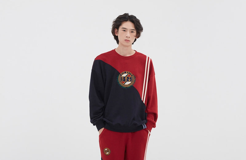 ロマンティッククラウン(ROMANTIC CROWN) COLOR BLOCK LOGO SWEATSHIRT_BURGUNDY