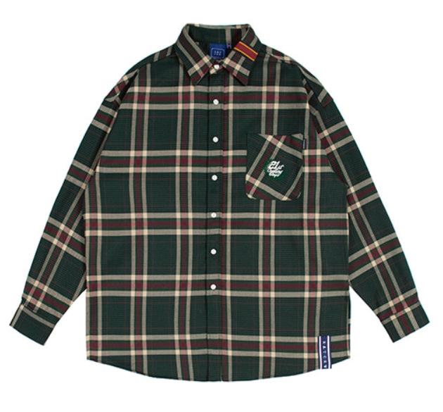 ロマンティッククラウン(ROMANTIC CROWN) OLD CHECK WIDE SHIRT_GREEN