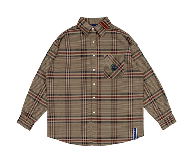 ロマンティッククラウン(ROMANTIC CROWN)OLD CHECK WIDE SHIRT_BEIGE