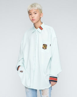 ロマンティッククラウン(ROMANTIC CROWN) Striped Cuffs Shirt_Sky