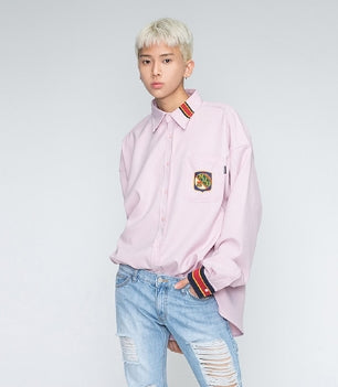 ロマンティッククラウン(ROMANTIC CROWN) Striped Cuffs Shirt_Pink