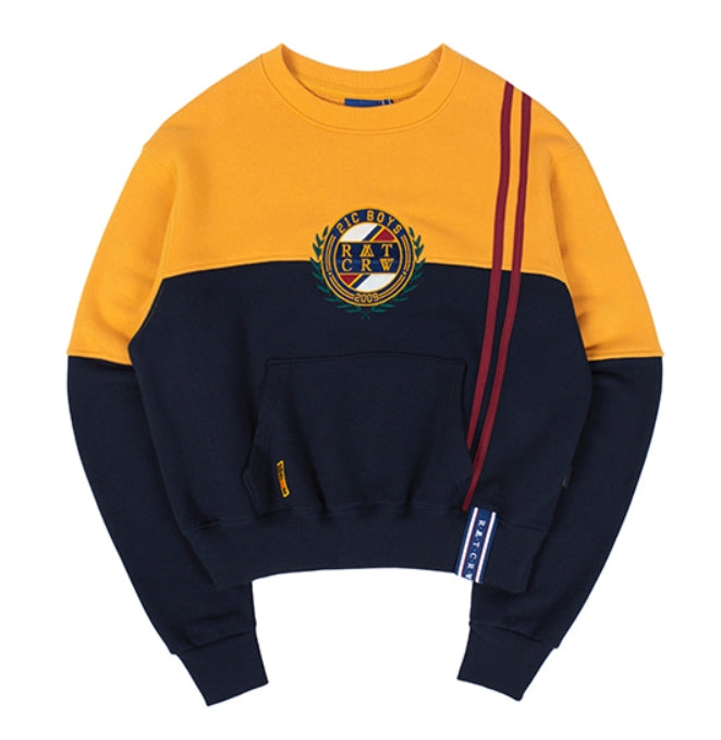 ロマンティッククラウン(ROMANTIC CROWN)GNAC COLOR BLOCK SWEATSHIRT_YELLOW