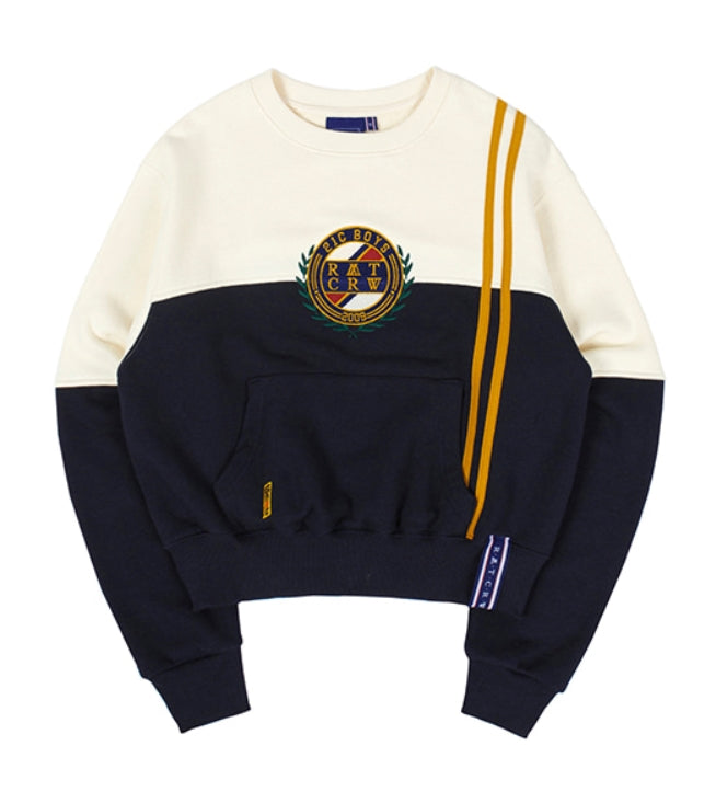 ロマンティッククラウン(ROMANTIC CROWN)GNAC COLOR BLOCK SWEATSHIRT_OATMEAL