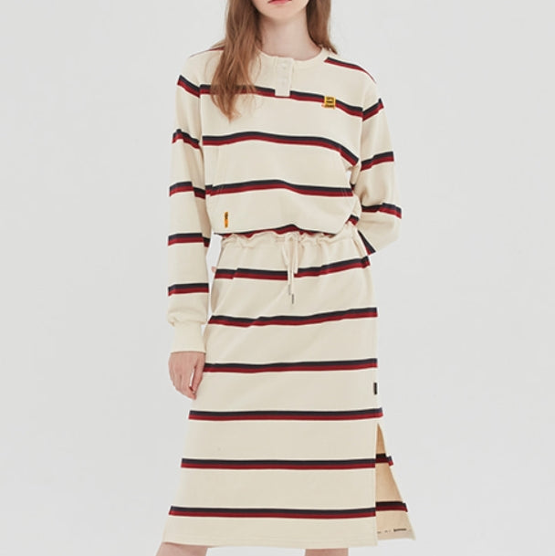 ロマンティッククラウン(ROMANTIC CROWN) GNAC STRIPE POCKET DRESS_OATMEAL