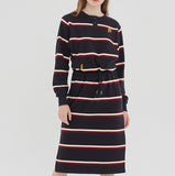 ロマンティッククラウン(ROMANTIC CROWN) GNAC STRIPE POCKET DRESS_NAVY