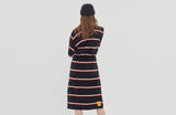 ロマンティッククラウン(ROMANTIC CROWN) GNAC STRIPE POCKET DRESS_NAVY