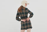 ロマンティッククラウン(ROMANTIC CROWN) OLD CHECK SHIRT DRESS_GREEN